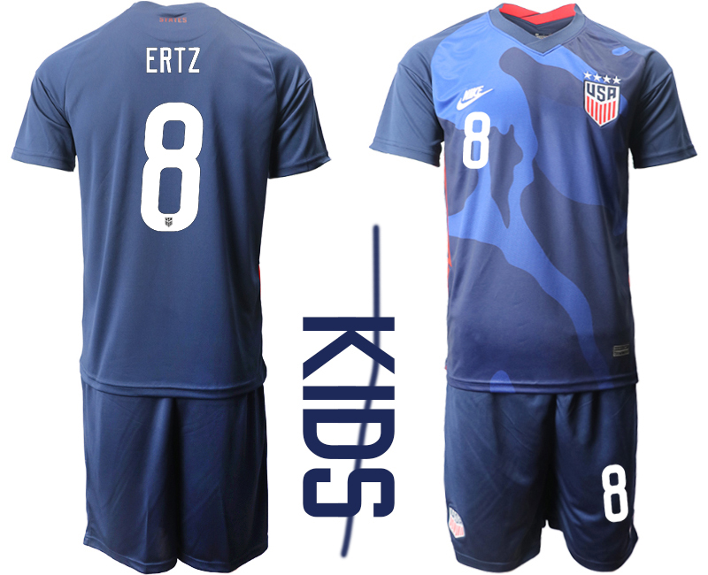 Youth 2020-2021 Season National team United States away blue #8 Soccer Jersey